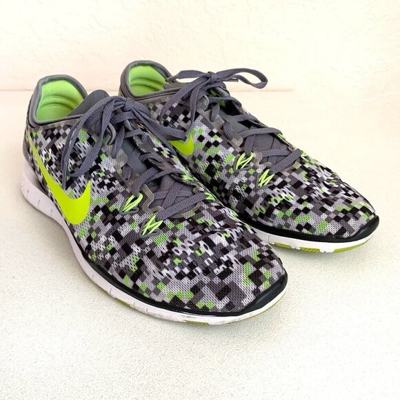 Nike Rare Free 5.0 TR Fit Mesh 704695 Womens 11 Gray Digital Yellow Swoosh comfy - Picture 1 of 12